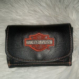Harley-Davidson Black and Orange Leather Wallet Vintage